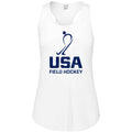 Front view of the white USA Field Hockey Ladies Vintage Tank