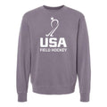 Front of a purple USA Field Hockey Pigment-Dyed Crewneck Sweatshirt
